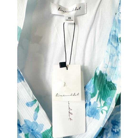 NWT Line & Dot Floral Wrap Dress XS Blue White - Picture 5 of 6